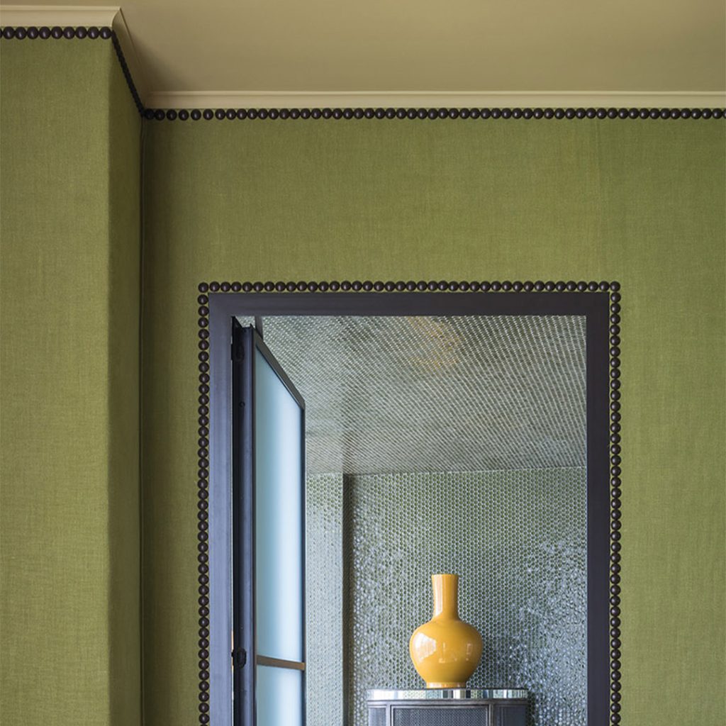 Brimar Nailheads on Green Wall