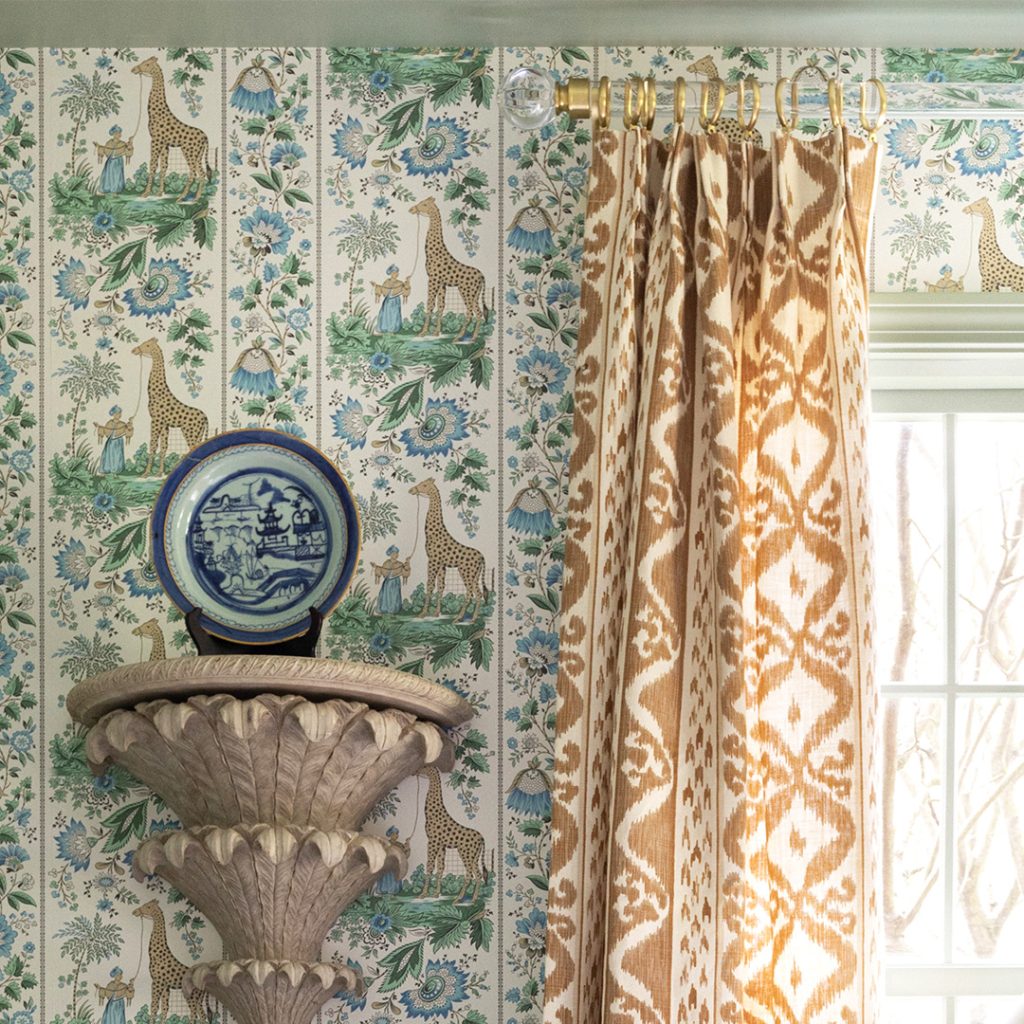 Brimar Acrylic Hardware with Ikat Curtain