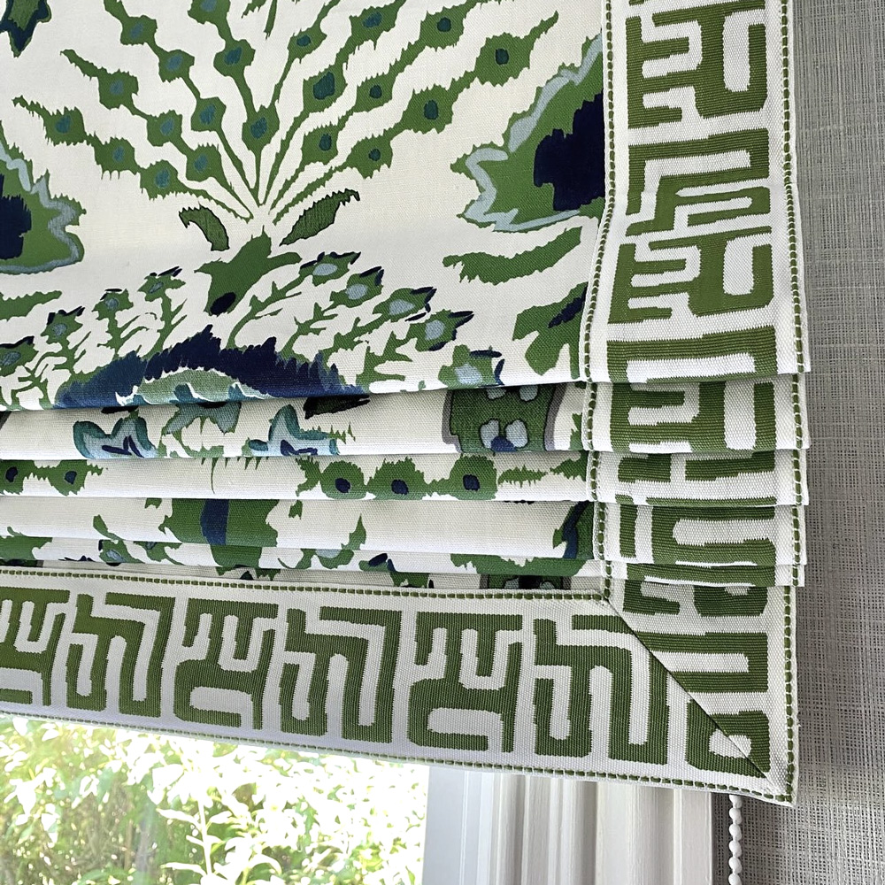 Brimar Fret Tape Trim on Roman Shade