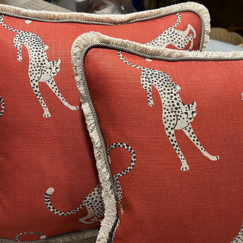 Brimar Brush Fringe on Leopard Pillows