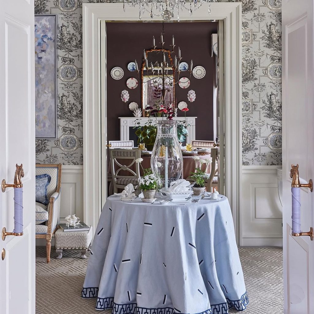 Brimar Artsy Open Trim on Tableskirt in Navy