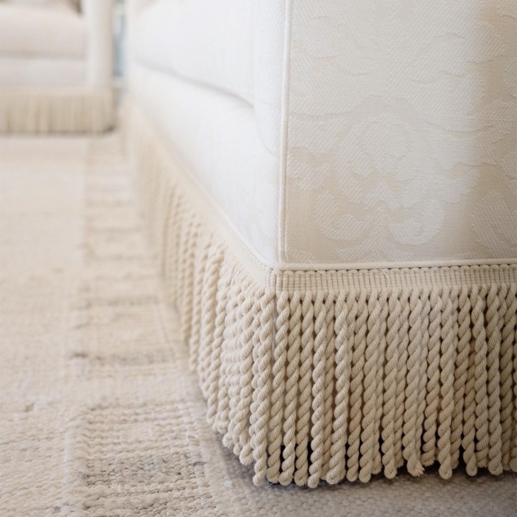 Cream Bullion Fringe on Sofa