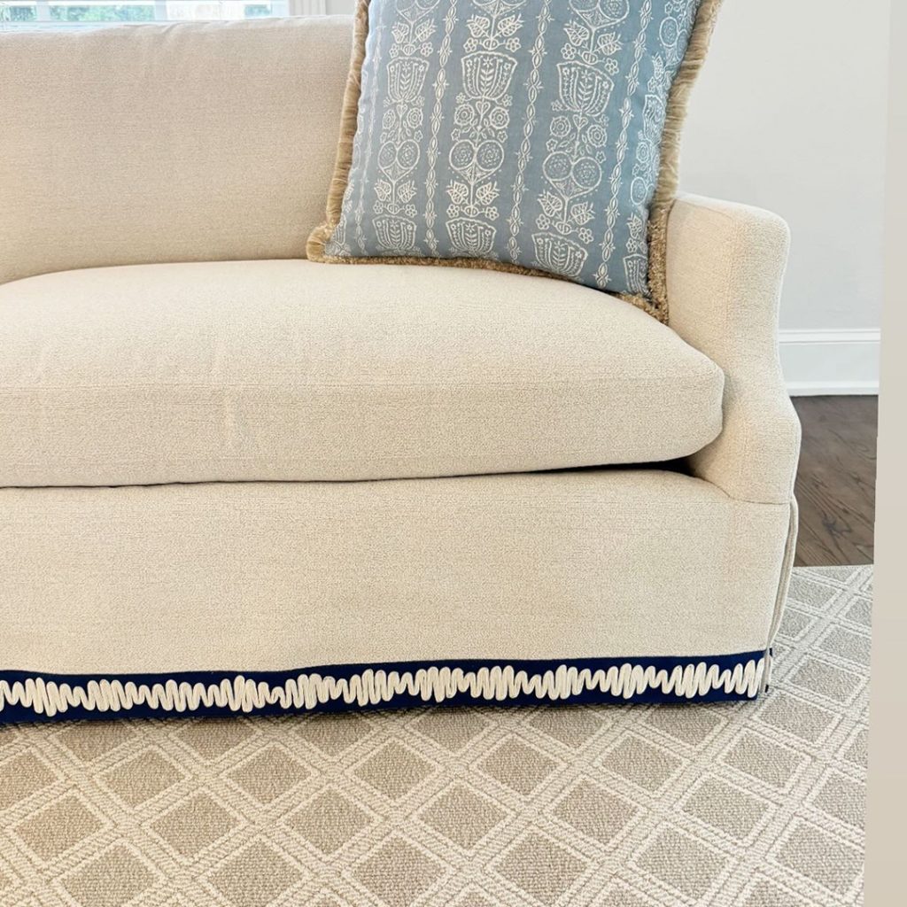 Brimar Wave Tape Trom on Sofa